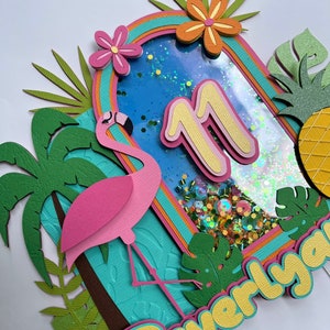 Flamingo Cake Topper, Flamingo Birthday, Tropical Party Decor, Tropical Birthday Theme, Hawaiian Party, Tiki Party, Luau Birthday