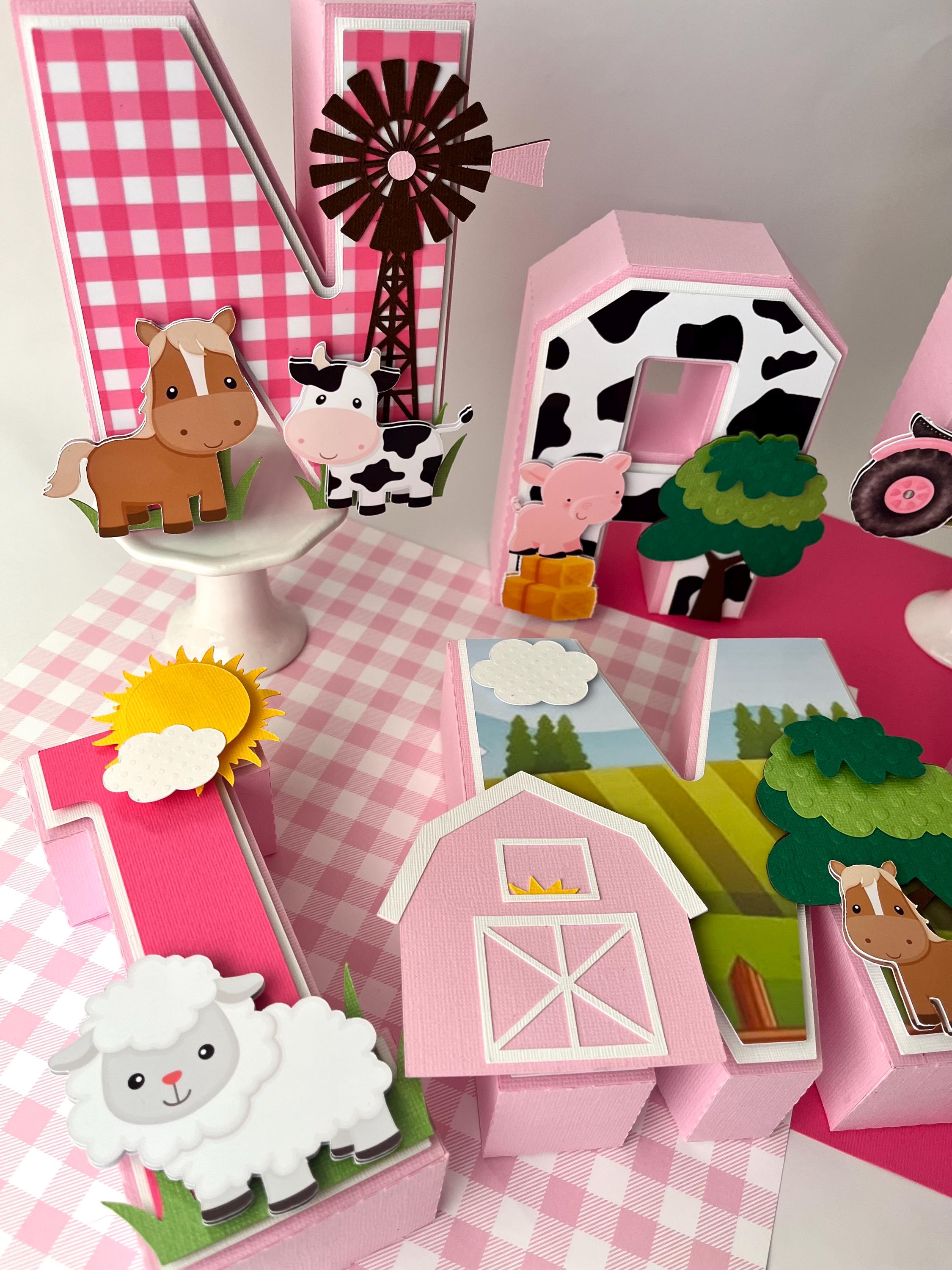 Pink Farm 3D Letters: Barnyard Birthday Decorations, Personalized ...