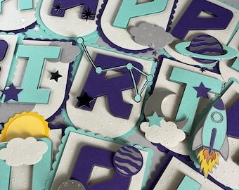 Space Birthday Banner: Galaxy Rocket Party Decor