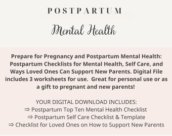 Journal for Postpartum Self-Care tips, Postpartum Mental Health Wellness Ideas, Tips for Loved Ones on How to Support New Parents