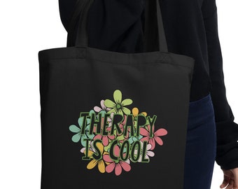 Therapy is Cool, Eco Tote Bag, Asuntos de Salud Mental, Laptop Tote Bag, Regalo del Maestro, Regalo del Terapeuta Consejero