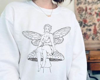 Sudadera De Hadas, Hada Positiva Del Cuerpo, Sudadera Grunge De Hadas, Fairycore, Ropa Cottagecore, Hada Oscura, Camisa De Hongos