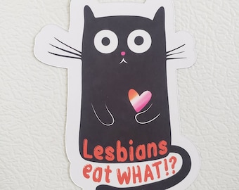 Imán "Las lesbianas comen qué", imán de nevera de gato lesbiano, imán LGBTQ