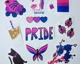 Bisexual Sticker Bundle of 10, Bisexual Stickers, Subtle Bi Pride Stickers