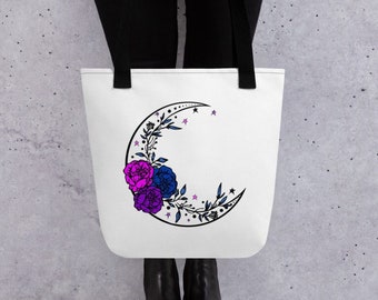 Bolsa de mano Subtle Bi Pride, bolsa de productos, bolsa de mano estética, bolsa de supermercado reutilizable, bolsa de mano de luna floral