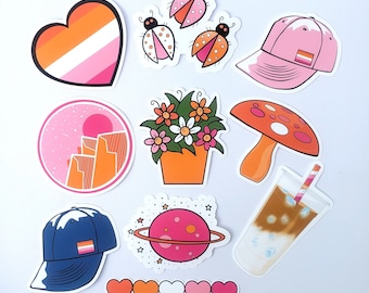 Lesbian Sticker Pack, 10 pack of Lesbian stickers, Subtle Lesbian Sticker, Lesbian Pride, Lesbian Laptop Sticker, Sapphic Sticker