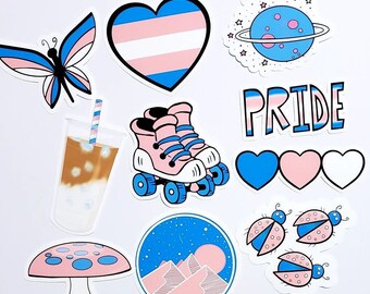 Transgender Pride Subtle Sticker Pack of 10, Trans Pride Sticker, Transgender Sticker Bundle, LGBTQIA Stickers for Pride