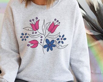 Sudadera Sutil Bi Pride, Camisa Bisexual Wildflowers, Camisetas Queer Wild Flower, Sudadera LGBTQIA Plants, Linda Camisa Bi Flower
