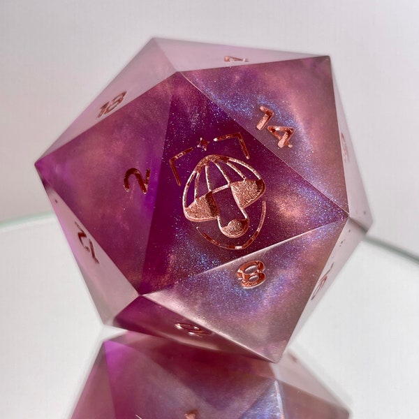 Worldly Shimmer D20 40mm Chonk | D20 Single Piece Dice | Polyhedral dice | D&D dice set | Sharp Edge resin dice