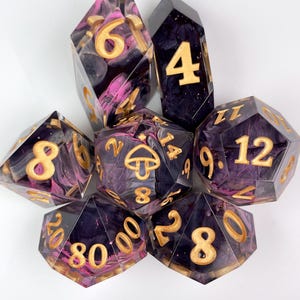 Dark Matter Storm Dice set | Polyhedral dice | D&D dice set | Dungeons and Dragons | Table Top Role Playing | Sharp Edge resin dice
