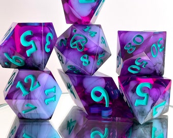 Lunar Haze Dice set | Polyhedral dice | D&D dice set | Dungeons and Dragons | Table Top Role Playing | Sharp Edge resin dice