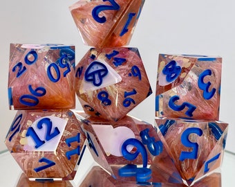 BioBurst Dice set | Polyhedral dice | D&D dice set | Dungeons and Dragons | Table Top Role Playing | Sharp Edge resin dice