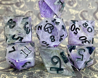Sinister Intentions Dice set | Polyhedral dice | D&D dice set | Dungeons and Dragons | Table Top Role Playing | Sharp Edge resin dice