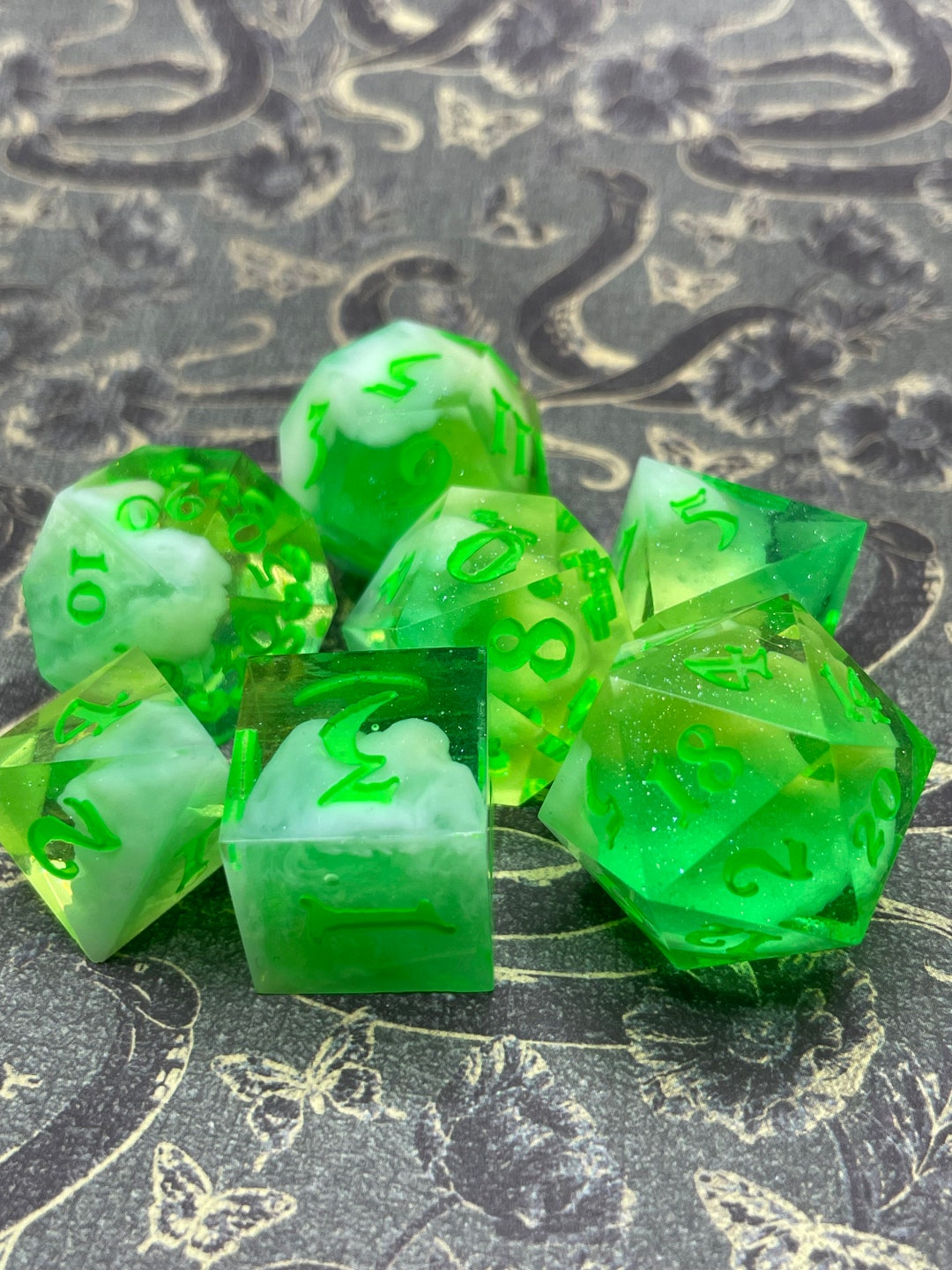 Uranium Aurora Dice Set Polyhedral Dice D&D Dice Set Etsy