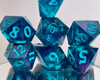 Luminous Abyss Dice set | Polyhedral dice | D&D dice set | Dungeons and Dragons | Table Top Role Playing | Sharp Edge resin dice
