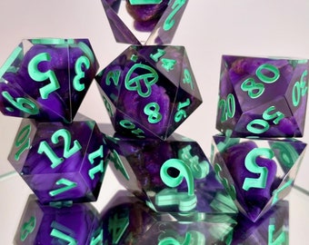 Witching Veil Dice set | Polyhedral dice | D&D dice set | Dungeons and Dragons | Table Top Role Playing | Sharp Edge resin dice