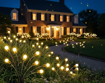 6/10 luces solares LED con forma de luciérnaga para jardín / Resistentes al agua para patios y caminos exteriores / Decoración con movimiento
