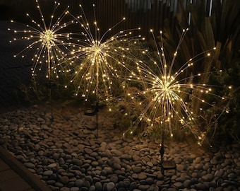 4th of July Firework Garden Lights | Solar Dandelion Powered |  Waterproof LED Yard Decor