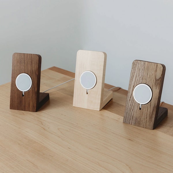 FOLD // MagSafe iPhone or Android Stand - Handmade Solid Wood Desktop Phone Charger Stand - Charging Station Dock - Mothers / Fathers Day