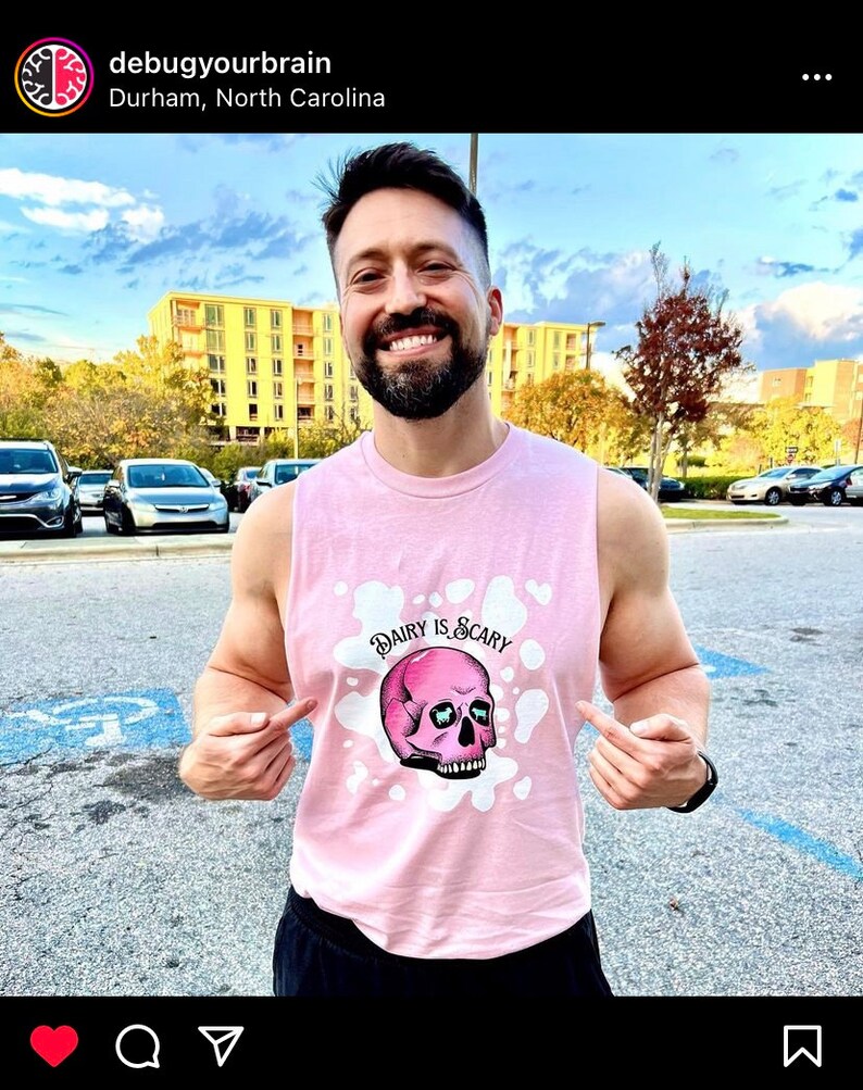 DAIRY IS SCARY 100 Cotton Cow Print Tee Vegan & Animal Rights Tshirt