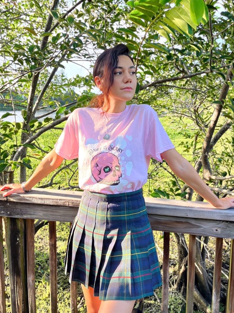 DAIRY IS SCARY 100 Cotton Cow Print Tee Vegan & Animal Rights Tshirt