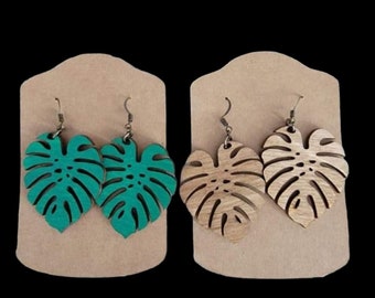 Monstera Leaf Dangle Earrings