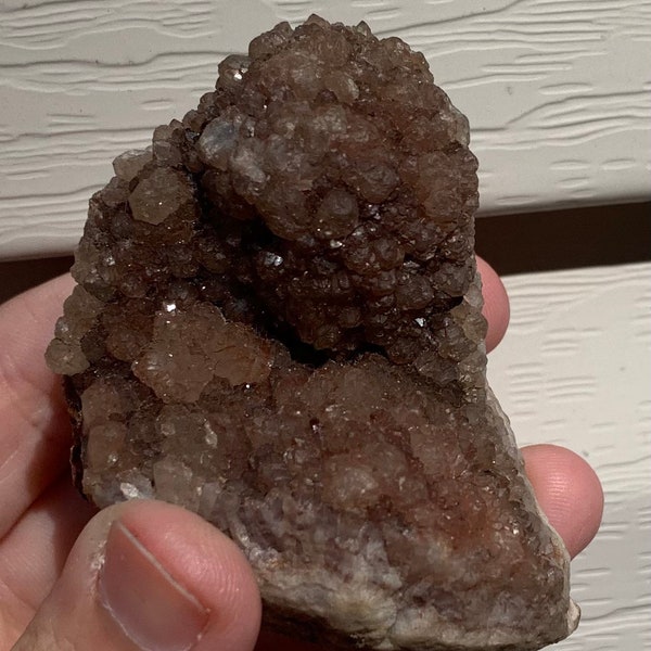 Missouri “Rootbeer” Drusy (Druzy) Quartz Crystal with Agate specimen dark citrine amazing beautiful rare color