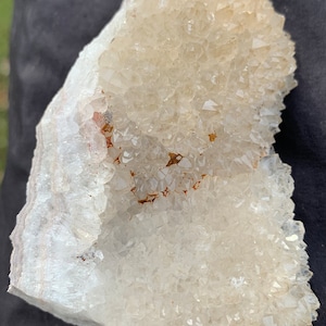 Beautiful Missouri White and Clear Drusy (Druzy) Quartz Specimen with minor iron staining