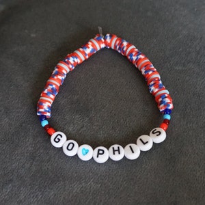 Go Phils- Philadelphia Phillies Beaded Letter Bracelet