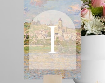BEWERKBARE EN AFDRUKBARE Claude Monet bruiloft tafelnummers 1-20 sjabloon (4 x 6 & 5 x 7) | Online bewerken met Canva