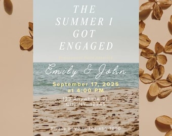 BEWERKBAAR EN AFDRUKBAAR The Summer I Got Engaged verlovingsfeest uitnodiging sjabloon (4 x 6 & 5 x 7) | Online bewerken met Canva