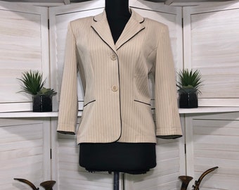 DBY vintage 90s pin rayado beige claro ropa profesional businesscore blazer abrigo sz 6