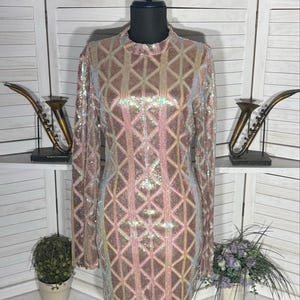 Long Sleeve Pink Sequin Dress - Etsy Long Sleeve Pink Sequin Dress - Etsy