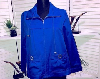 Vintage Y2K royal blue cotton jacket blazer sz S