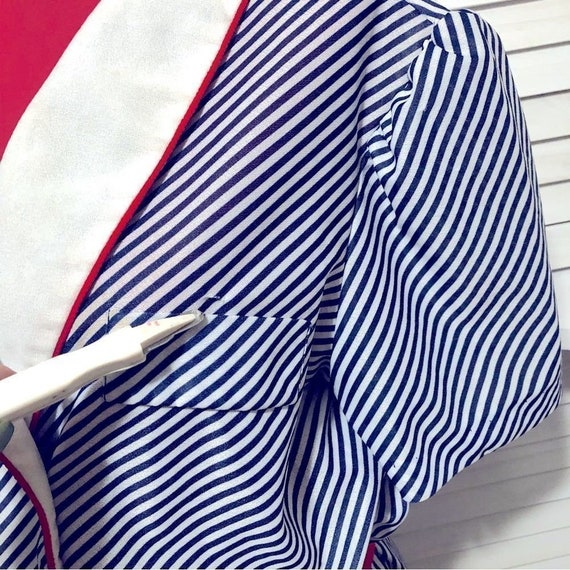 Vintage 60s 70s white red blue striped belted sai… - image 4