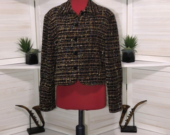 Emil Ritenberg vintage des années 90 Emily in  Manteau blazer en tweed marron de style parisien taille M