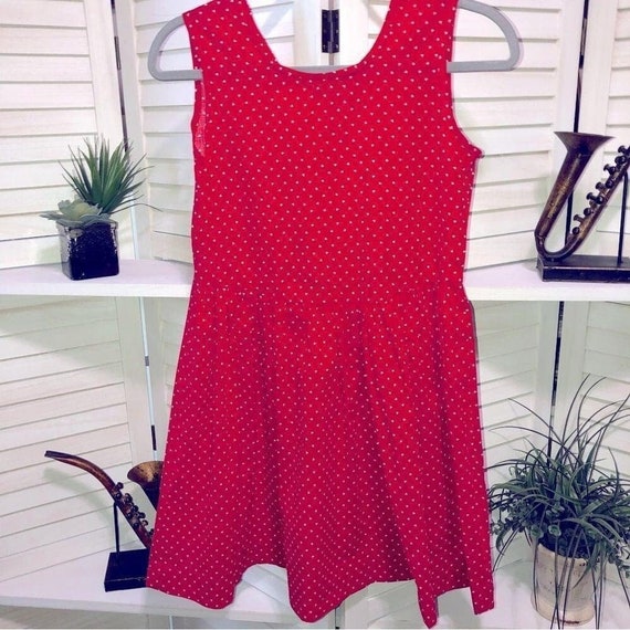 Vintage 70s 80s red with white polka dot full swi… - image 1