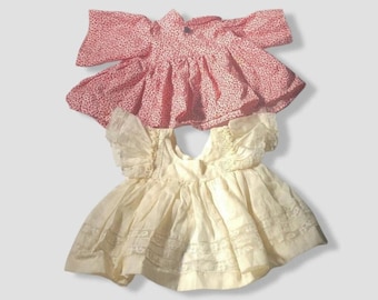 Vintage Baby Doll Dresses Bundle Lace Puff-Sleeve Floral Prairie-Style Cream/Red