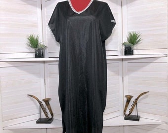 Anthony Richards black with white lace slip night gown sz M