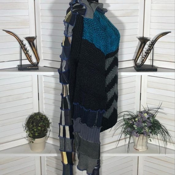 Handcrafted Patch Knitted Sweater Upcycled Fairy … - image 3