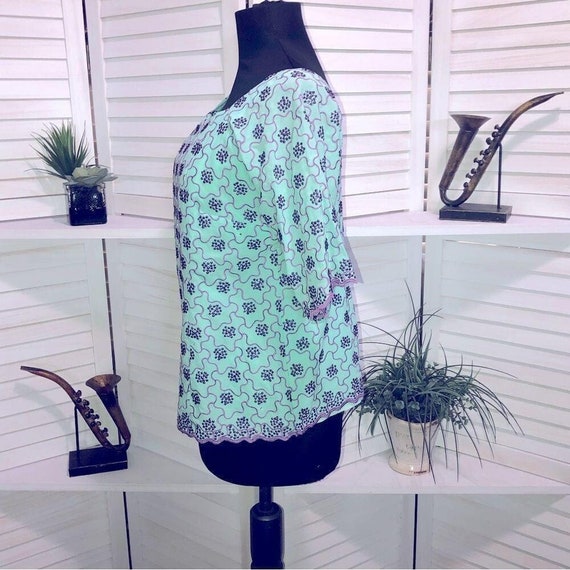 Vintage 70s 80s aqua green purple beaded embroide… - image 2