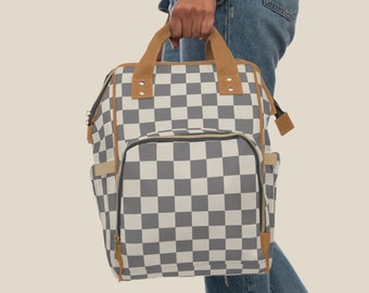 Retro Checkered Diaper Bag, Backpack Diaper Bag, Grunge Baby Gear, Y2K Baby Backpack, Diaper Bag Backpack, Trendy Diaper Bag, Baby Gift