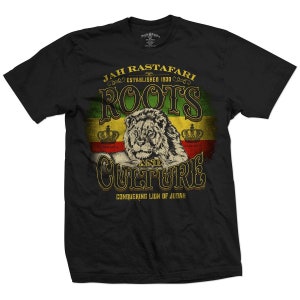 Roots & Culture Lion of Judah T-Shirt | Men&#39;s Rasta Lion Shirt | Rastafarian Clothing | Jah Rastafari Tee | Rasta Apparel