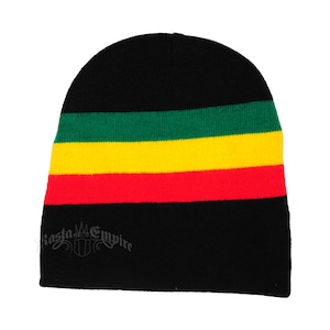 Rasta Stripe Beanie: Green, Yellow, Red - Rastafarian Headwear