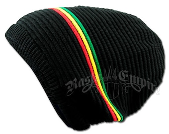 Black/Rasta Stripe - Oversized Beanie Cap - Rasta Beanie