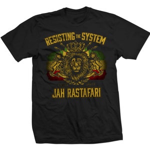 Resisting The System Rasta T-Shirt | Men&#39;s Rastafari Shirt | Lion of Judah T-Shirt | Rasta Apparel