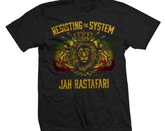 Resisting The System Rasta T-Shirt | Men's Rastafari Shirt | Lion of Judah T-Shirt | Rasta Apparel