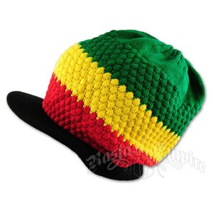 Rasta/Black - Oversized Brimmed Cotton Cap - Rasta Beanie