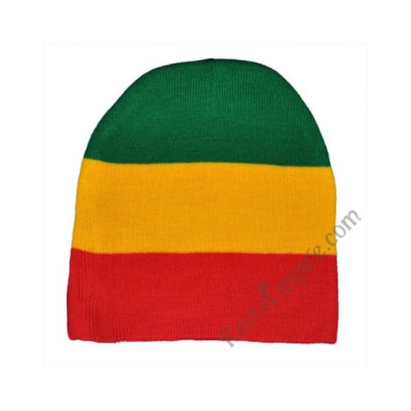 Rasta Green, Yellow and Red Beanie Cap | Rasta Hat | Rastafarian Headwear | Rasta Clothing