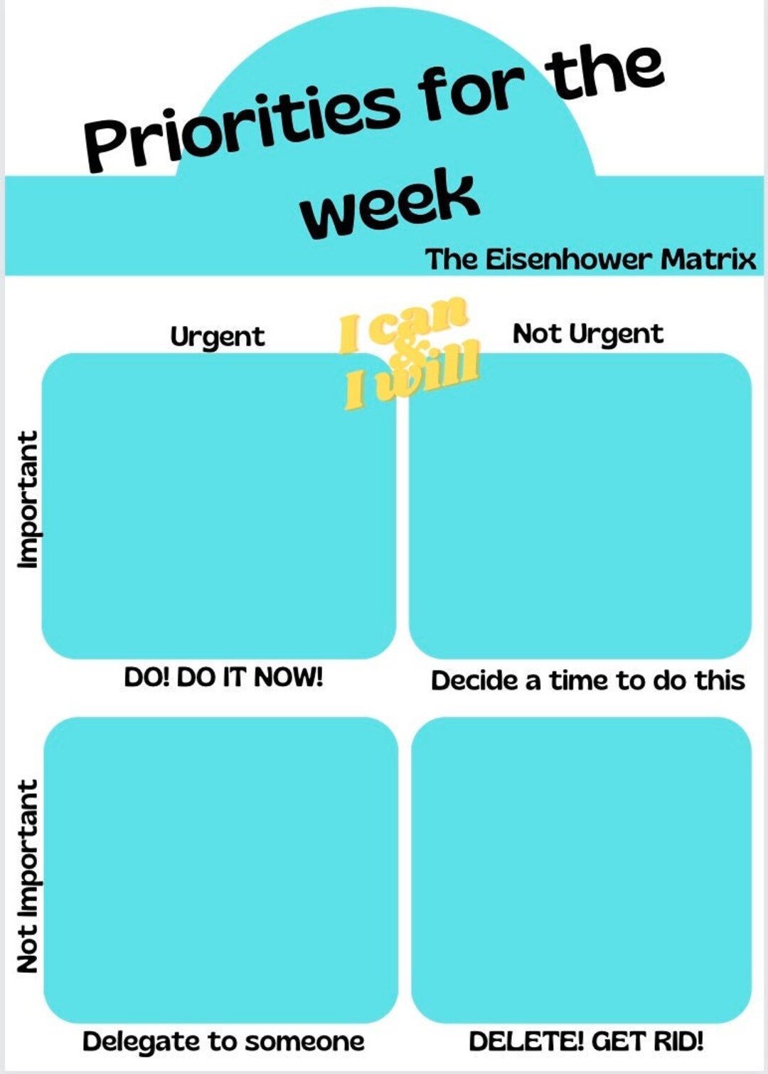 Priorities for the Week - the Eisenhower Matrix - Etsy